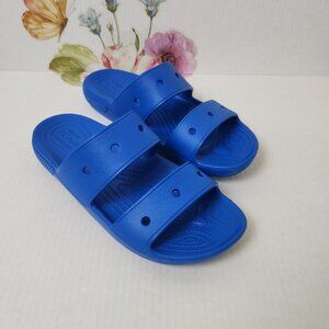 CROCS Classic Slides Sandal Women’s 10 - Men 8 Blue Double Strap Slip On Shoes